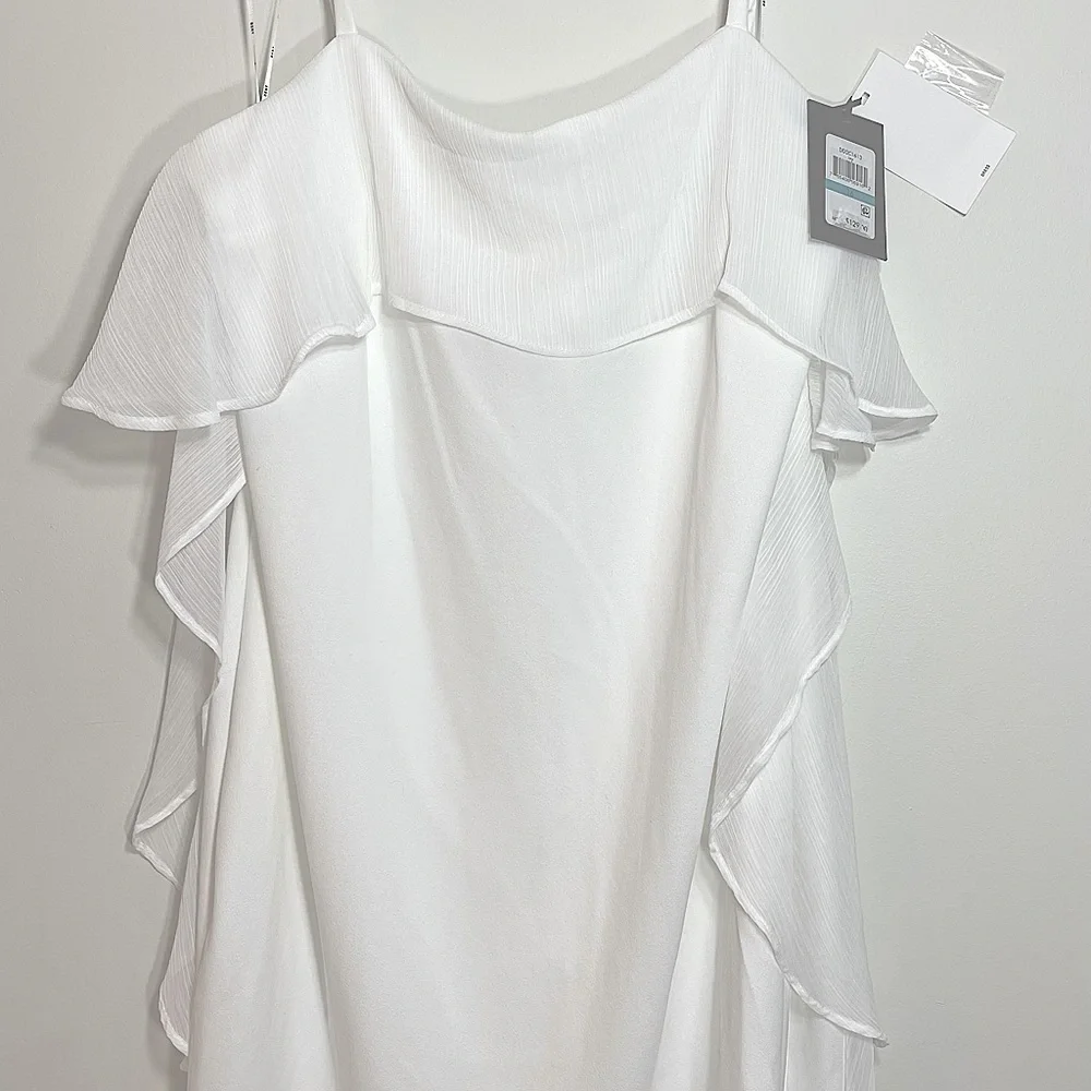 DKNY NWT sz 16 Women’s Sleeveless Square Neck Ruffle Midi  Dress - Picture 7 of 10